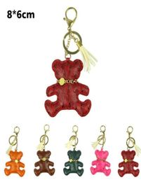 Delicate Orange Cute Novelty Car Keychain Jewellery Bag Accessories Charm Leather Bear Key Ring Holder Keyfob Jewelry7586135