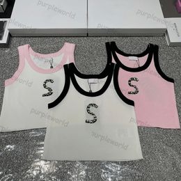 Cropped Tanks For Women T Shirt Embroidered Sport Sexy Sleeveless Yoga Summer Tees Vests