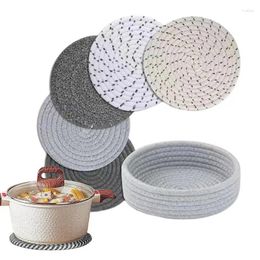 Table Mats Round Mat Woven Ramie Placemats Water Absorption Drink Anti Slip Dining Cup For Home