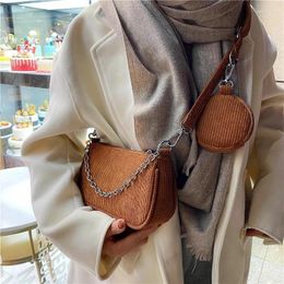 Shoulder Bags Women Corduroy Crossbody For Small 2024 Chain Simple Tote Bag Lady Luxury Black Handbags And Purses