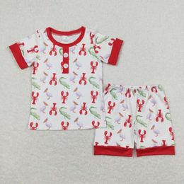 Clothing Sets Crayfish Print Boys Summer Pajamas Clothes Set Kids Sleepwear Toddler Child Sibling Girls Nightwear