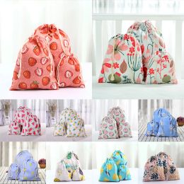 Bags 1pcs Watermelon Peach Drawstring Cotton Linen Storage Bag Gift Candy Tea Jewelry Organizer Makeup Cosmetic Coins keys Bags 49017