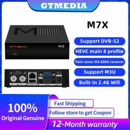 Receivers GTMEDIA M7X Support DVBS2 SKS/IKS/CS/M3U VCM/ACM/MultiStream Free SKS For Brasil Twin Tuner lKS SKS Receiver Builtin WIFI