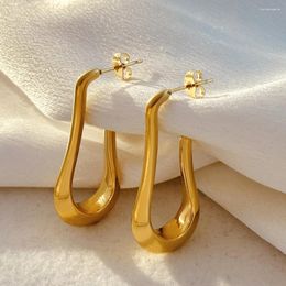 Hoop Earrings Texture Large For Women Glossy 18K Gold Plated Big Hook Piercing Earring Trendy Statement Jewelry Gift