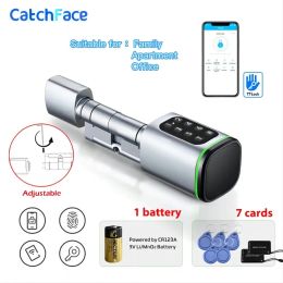 Control Catchface S1 Pro TTLock APP Password RFID Card Euro Cylinder Lock Smart Door Lock Digital Keyless Replace Alexa