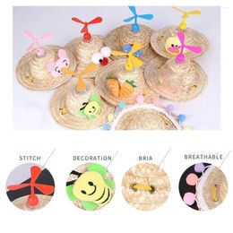 Dog Apparel Handmade Pet Hat Cute Straw Woven Dogs Cats Headwear Adjustable Strap Creative Cat Caps Summer