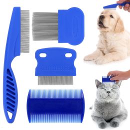 Grooming Cat and Dog Flea Comb Pet Tear Stains Removal Comb Set Pet Dog and Cat Beauty Comb (4 pieces)