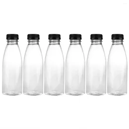 Water Bottles 6pcs Beverage Bottle 500ml Juice Storage Milk Transparent Packaging For Cafes Drink Shop Supply