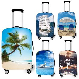 Accessories Beautiful Landscape Beach Sailboat Luggage Cover for Travelling Elastic Suitcase Cover Antidust Trolley Case Protective Covers