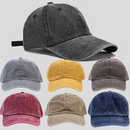 Ball Caps Solid Color Baseball Cap Vintage Denim Spring Summer Washed Hats For Men Women Retro Sun Hat K- Fashion Cotton Snapback