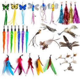 Toys Cat Feather Toy Accessories False Birds Worm Toy with Bell Kitten Cat Toys Interactive Replacement Refill Foam Ball Training