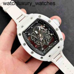 Watch Rakish Mechanical Cool Wrist Richamill Tv Factory Rms055 Mens Full Male Barrel Type White Ceramic Luminous 2023 Luxury Style