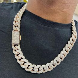 16mm Gold Plated Moissanite Cuban Chain Hip Hop Style Sterling Silver Iced Out 4rows Moissanite Cuban Link Chain