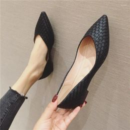 Casual Shoes 2024 Ladies Pointed Toe Woven Face Shallow Loafers Women Fashion Ballet Flats Breathable Female Slip On Flat Work