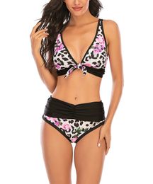 Leopard Print Bust Trend Vest Sexy Suit Summer Ladies Vacation Bikini Swimsuit S6XL 240411