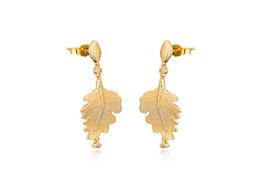 2019 Autumn 925 Sterling Silver Shine Oak Leaf Stud Earrings For Women European Style Jewellery Original Earring Fashion9488677