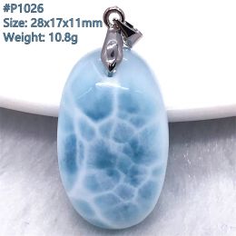 Necklaces Natural Blue Larimar Necklace Pendant For Women Lady Men Gift Beads Silver Dominica Water Pattern Crystal Stone Jewelry AAAAA