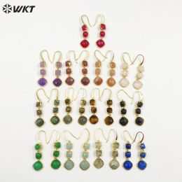 Earrings WKTE734 WKT 2023 Anniversary Style Natual Gemstone Gold Plated Long Design Earrings Lady Anime Party Beautiful Trend HOT SALE
