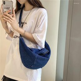 Evening Bags Denim Korean Women's Jeans Bag Luxury Casual Chest Pack For Ladies Soild Crossbody Hobos Large Shoulder 2024