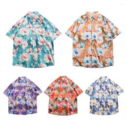 Women's Blouses Hawaiian Summer Beach Shirts Men's Short-Sleeved Casual Seaside Vacation Clothes Loose Floral Printed Shirt Tops