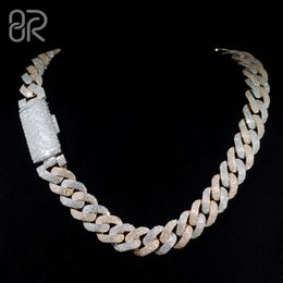 20mm 18 Vvs Moissanite Cuban Link Chain Necklace Bracelet Rose Gold Plating 925 Silver Iced Out Diamond Men Jewellery