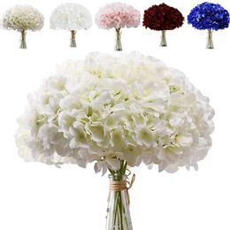 Faux Floral Greenery Hydrangea Silk Flowers Heads Full Hydrangea Flowers Artificial for Wedding Home Party Shop Decoration 10pcs T240422