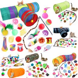 Toys Cat Pets Toys Mouse Shape Balls Foldable Cat Kitten Play Tunnel Funny Cat Stick Mouse Supplies Simulation Fish Cat Accessories