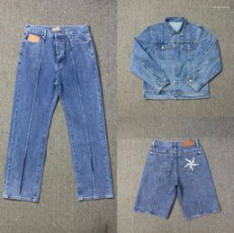 Men's Jeans Fashion Brand Five-pointed Star Casual High Street Couple Denim Jacket Shorts Men Women