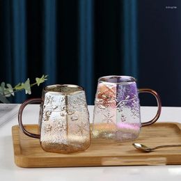 Cups Saucers 300ml Heat Resistant Tea Milk Juice Snowflakes Pattern Glass Mug Coffee Water Cup Bar Drinkware Lover Gift Creativity