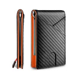 Money Clips DIENQI Carbon Fiber Rfid Slim Card Luxury Wallet Money Bag Mens Wallet Bifold Billfold Y240422