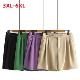 Ladies Summer Plus Size Shorts For Women Large Loose Casual Wide Leg Green Khaki 3XL 4XL 5XL 6XL 240411