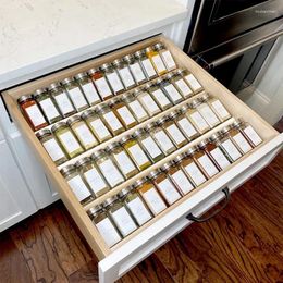 Kitchen Storage 8Pcs Clear Acrylic Spice Drawer Organiser Seasoning Jars Drawers Insert Rack Tray For Easy To Use