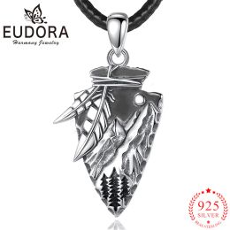 Necklaces Eudora 925 Sterling Silver Indian Arrow Necklace Gothic Vintage Classic Tribal Pendant Men Women Jewellery Party Birthday Gift