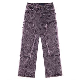 Мужские дизайнерские джинсы Purple Fashion Screaded Ruped Bikers Hole Denim Straste Fashion Streetwearembroided
