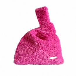wool Knitting Shoulder Bags Solid Colour High-capacity Hand-woven Bag Knit Knot Wrist Bag Women Tote Bag Reusable Shop O2Nn#