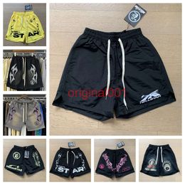 Hellstar Designer mens Short Pants Fashion Clothing Beach shorts Hellstar Retro Water Washing Nylon Shorts Instagrams Trendy Mens Womens Casual Sports Shorts fg