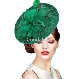 Fascinator Hat Women Elegant Wedding Chapeau Cap Headband Party Sinamay Millinery Church Pillbox Hats Ladies 240401