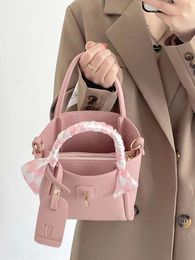 Drawstring Fashion Korean Bags For Women Girls Handbags Crossbody Square Bag Cute Hand Purses Ladies Leather Side Office