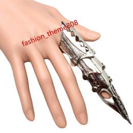 2023 New Trendy Cool Men Women Punk Gothic Rock Scroll Joint Armour Knuckle Metal Full Finger Rings Fine Jewellery Ring