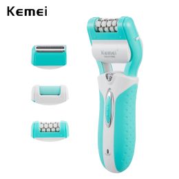 Shavers Kemei Electric Epilator 3 in 1 Rechargeable Lady Depilador Callus Remover Hair Shaver Foot Care Tool Electric Hair Removal