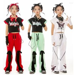 Stage Wear Children Clothing Loose Vest Hiphop Pants Suit Street Girls Jazz Modern Dance Costumes Kids Hip Hop DN17783