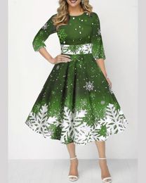 Abiti casual abito stampato in moda elegante per donne 3/4 maniche natalizie plus size celebrity party ventidos