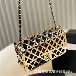 Tote bag high definition Mediaeval vintage hollowed out box chain heavy metal makeup CF small square