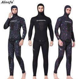 Premium Wetsuit M 5mm 7MM Men CR Neoprene Open Cell Spearfishing Diving Suit Camouflage Camo Hooded Free Scuba Dive 240409