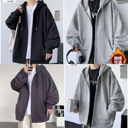 Hoodie Cardigan Spring, Autumn, and Winter New Trendy Brand Thickened Plush Hooded Jacket for Men's Autumn Clothing Br