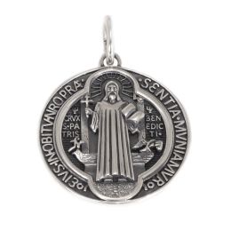 Necklaces Vintage 925 Sterling Silver Saint Benedict Medallion Cross Pendant Necklace Catholic Exorcism Amulet Men and Women