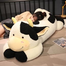 1pc 90cm110cm Lovely Milk Cow Plush Toys Cartoon Stuffed Animal Cattle Dolls Sleeping Pillow For Baby Girls Birthday Gifts 240420