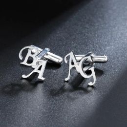 Links Custom Name Cufflinks Men/Customized Letter Cufflinks With Logo Father's Day Gift Jewellery Custom Cufflink With Initial For Groom