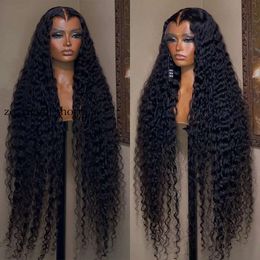 40 Inch Indian HD Deep Curly Lace Front Wig Human Hair Glueless Deep Wave Frontal Wig Wet and Wavy Synthetic Wig for Black Women 59