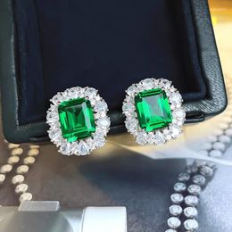 Stud Earrings Huitan Gorgeous Green Cubic Zirconia Women For Wedding Anniversary Party Fancy Gift Temperament Elegant Lady's Jewellery